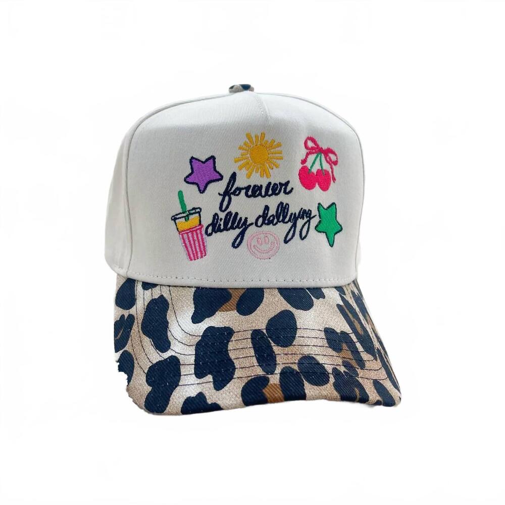 NEW POPPY & PINE women's forever dilly dallying brim hat in leopard